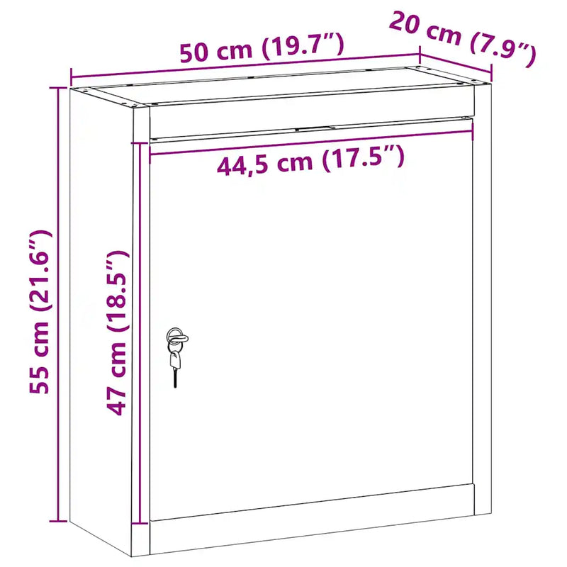 Tool Cabinet with Shelf Black and Grey 50 x 20 x 55 cm Steel