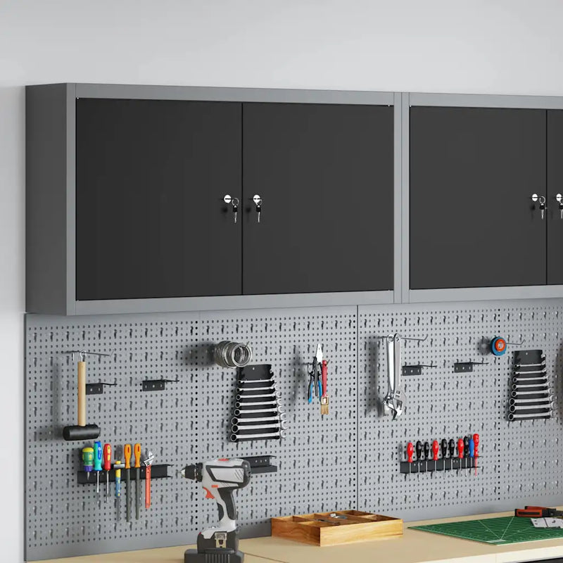 Tool Cabinet with Shelf Black and Grey 100 x 20 x 55 cm Steel