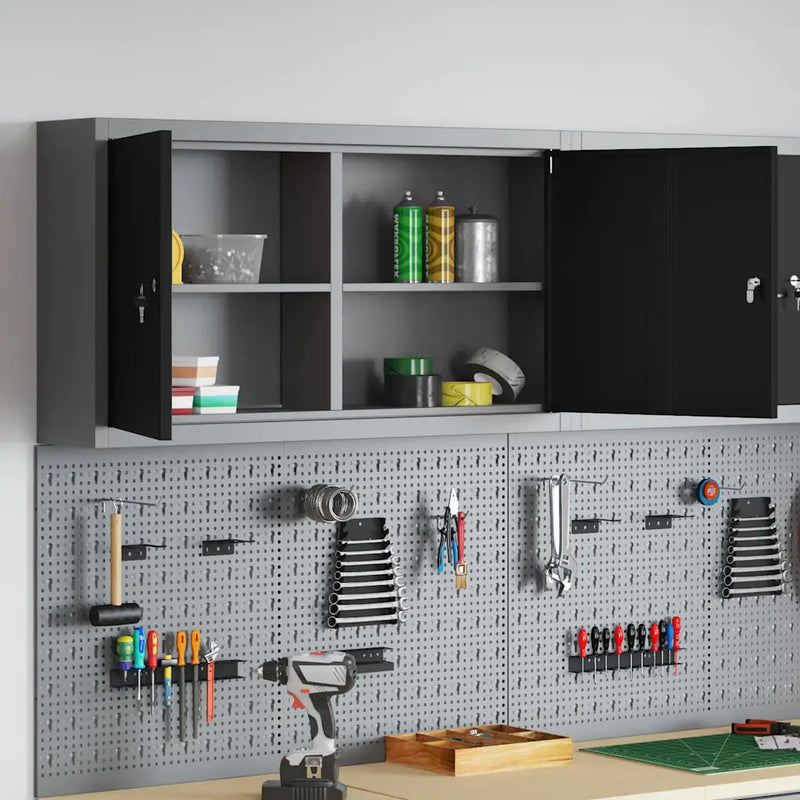 Tool Cabinet with Shelf Black and Grey 100 x 20 x 55 cm Steel