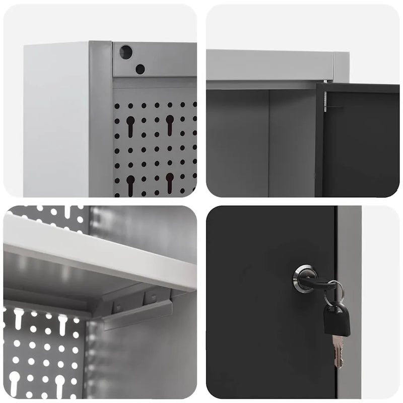 Tool Cabinet with Shelf Black and Grey 100 x 20 x 55 cm Steel