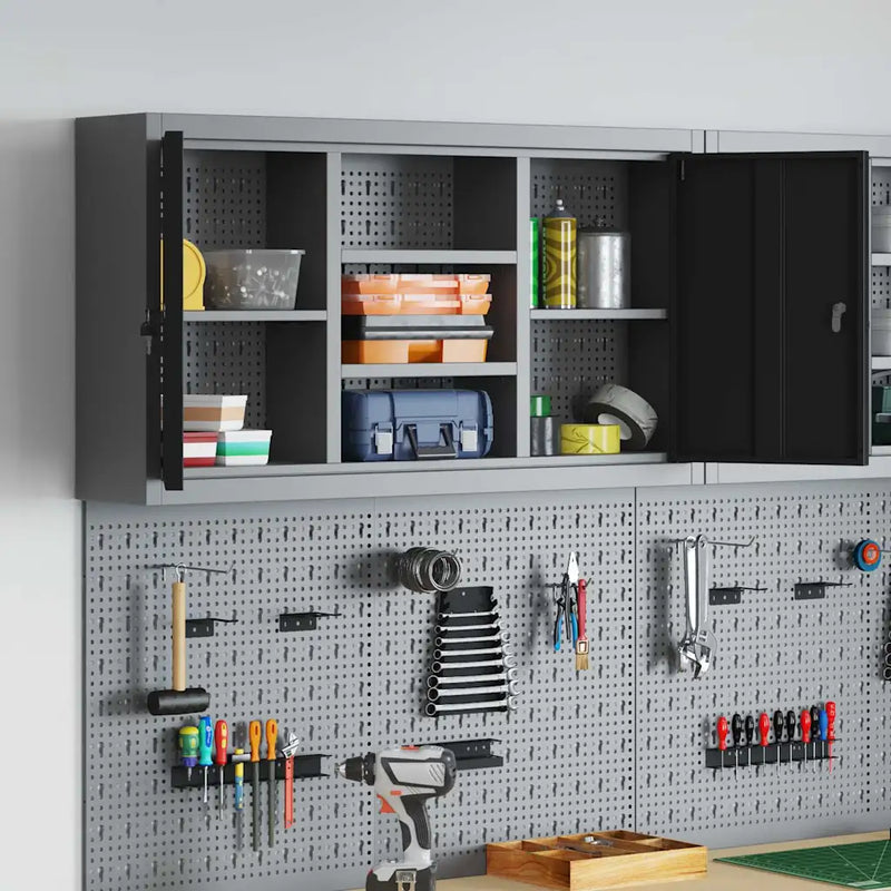 Tool Cabinet with Shelf Black and Grey 100 x 20 x 55 cm Steel