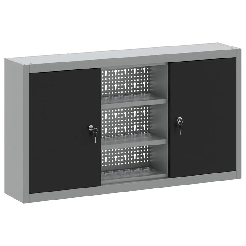 Tool Cabinet with Shelf Black and Grey 100 x 20 x 55 cm Steel