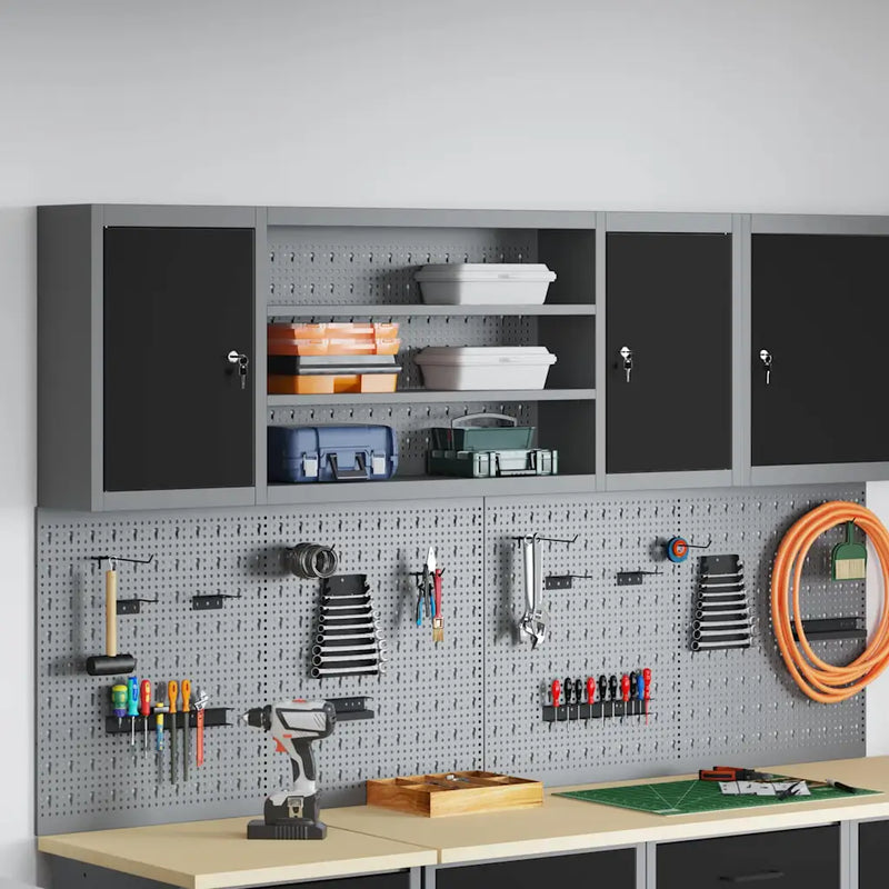Tool Cabinet with Shelf Black and Grey 150 x 20 x 55 cm Steel