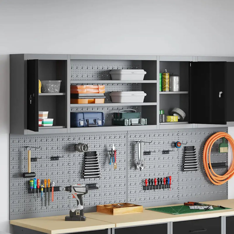 Tool Cabinet with Shelf Black and Grey 150 x 20 x 55 cm Steel