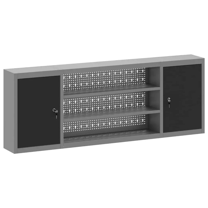 Tool Cabinet with Shelf Black and Grey 150 x 20 x 55 cm Steel