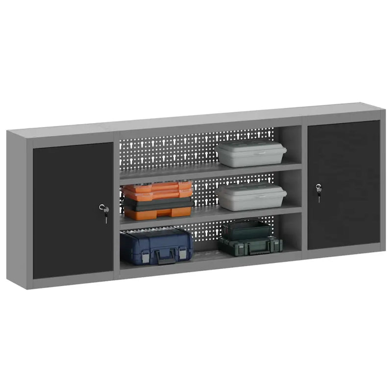 Tool Cabinet with Shelf Black and Grey 150 x 20 x 55 cm Steel