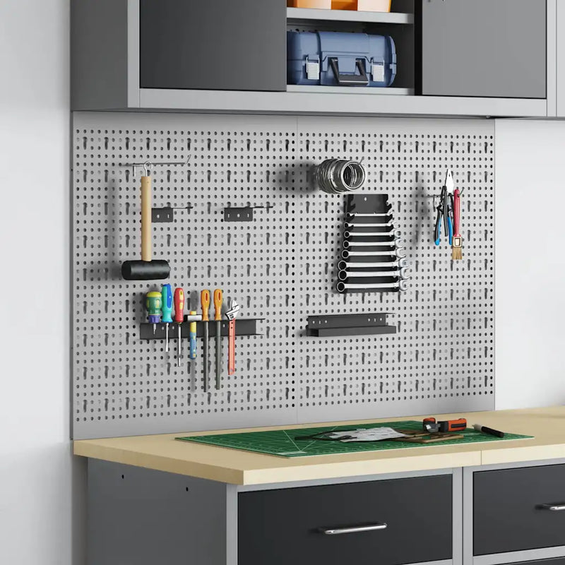 Tool Wall Panel 2 pcs Grey 100 x 1 x 60 cm Steel