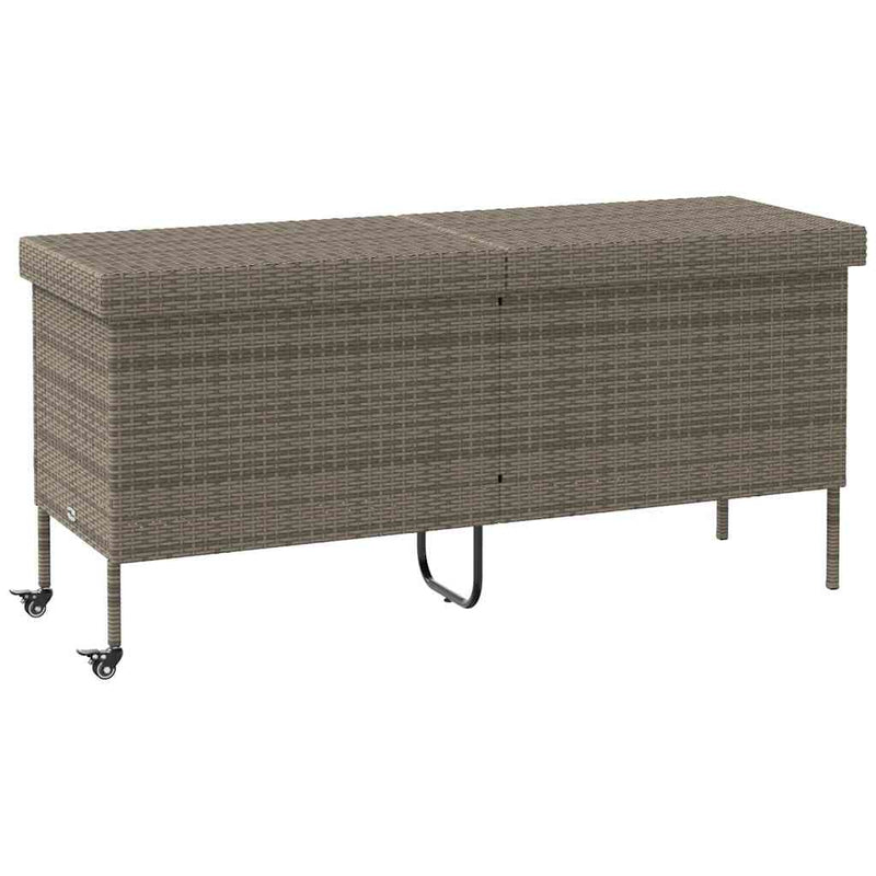 vidaXL Garden Storage Box with Wheels Grey 160x55x75 cm Poly Rattan