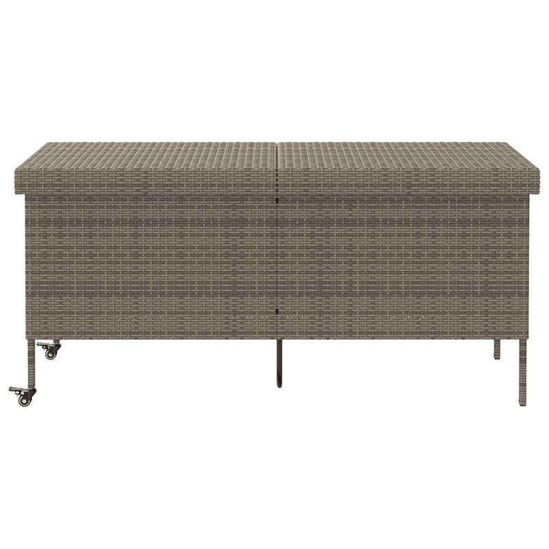 vidaXL Garden Storage Box with Wheels Grey 160x55x75 cm Poly Rattan