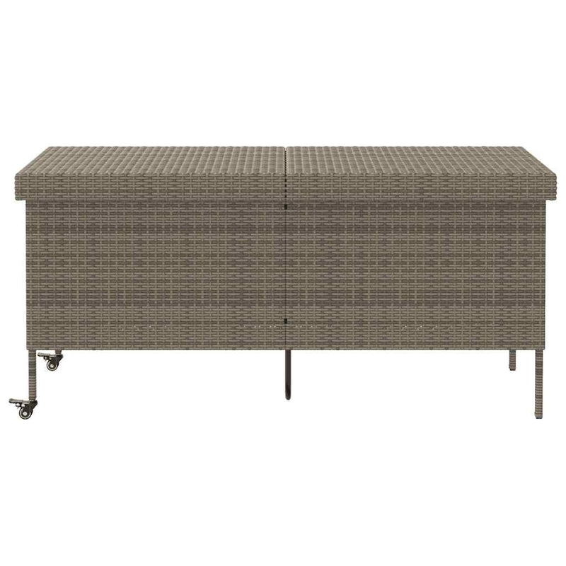 vidaXL Garden Storage Box with Wheels Grey 160x55x75 cm Poly Rattan