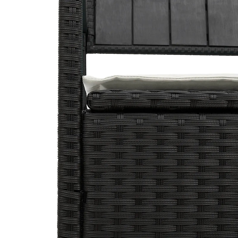 Garden Storage Bench with Cushion Black Poly Rattan
