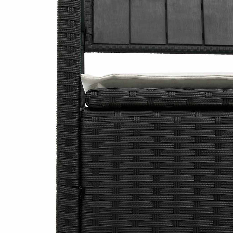 vidaXL Garden Storage Bench with Cushion Black Poly Rattan