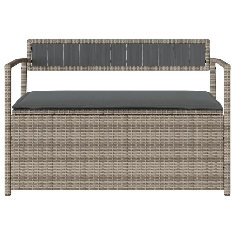 Garden Storage Bench with Cushion Grey Poly Rattan