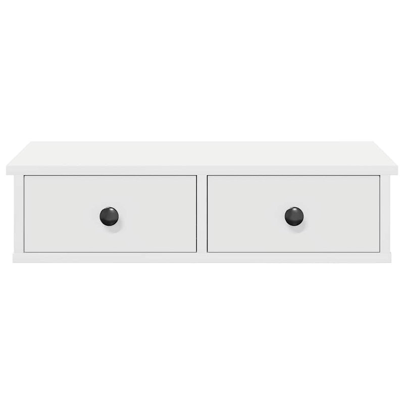 vidaXL Wall Shelf with Drawers White 60x28x15 cm Engineered Wood