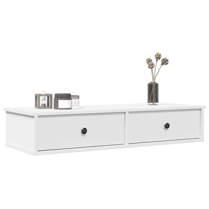 Wall Shelf with Drawers White 100x37.5x19 cm Engineered Wood