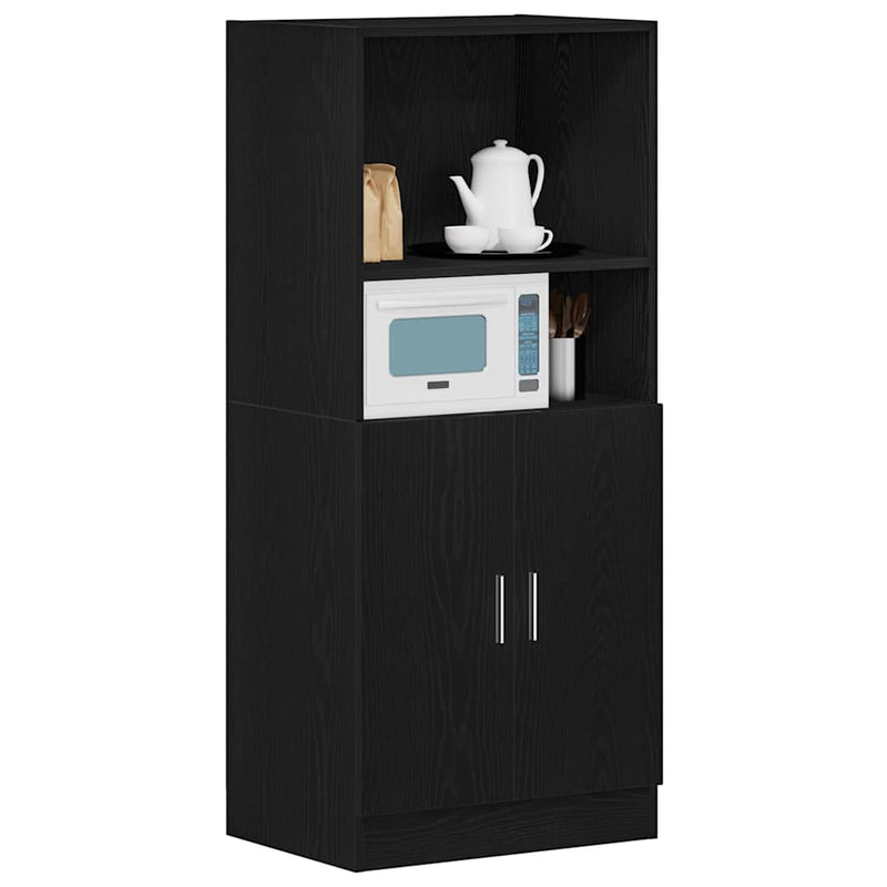 vidaXL Kitchen Cabinet Black 57x41,5x131,5 cm Engineered Wood