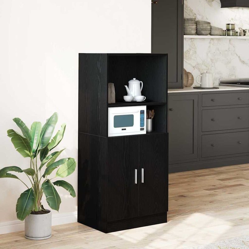 vidaXL Kitchen Cabinet Black 57x41,5x131,5 cm Engineered Wood