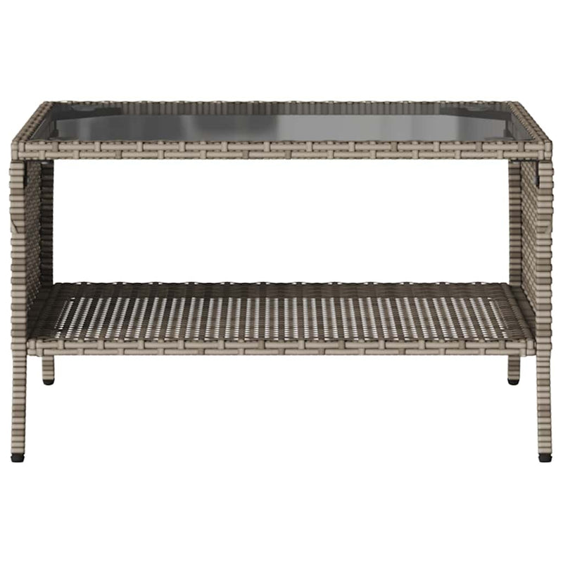 vidaXL Garden Sofa 2-Seater with Cushions&Table Grey Poly Rattan
