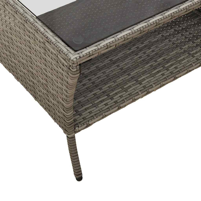 Garden Sofa 2-Seater with Cushions&Table Grey Poly Rattan