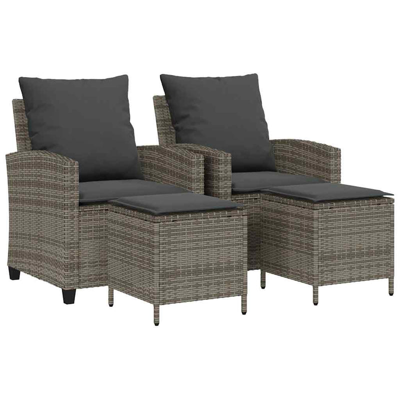 vidaXL 4 Piece Garden Sofa Set with Cushions Grey Poly Rattan