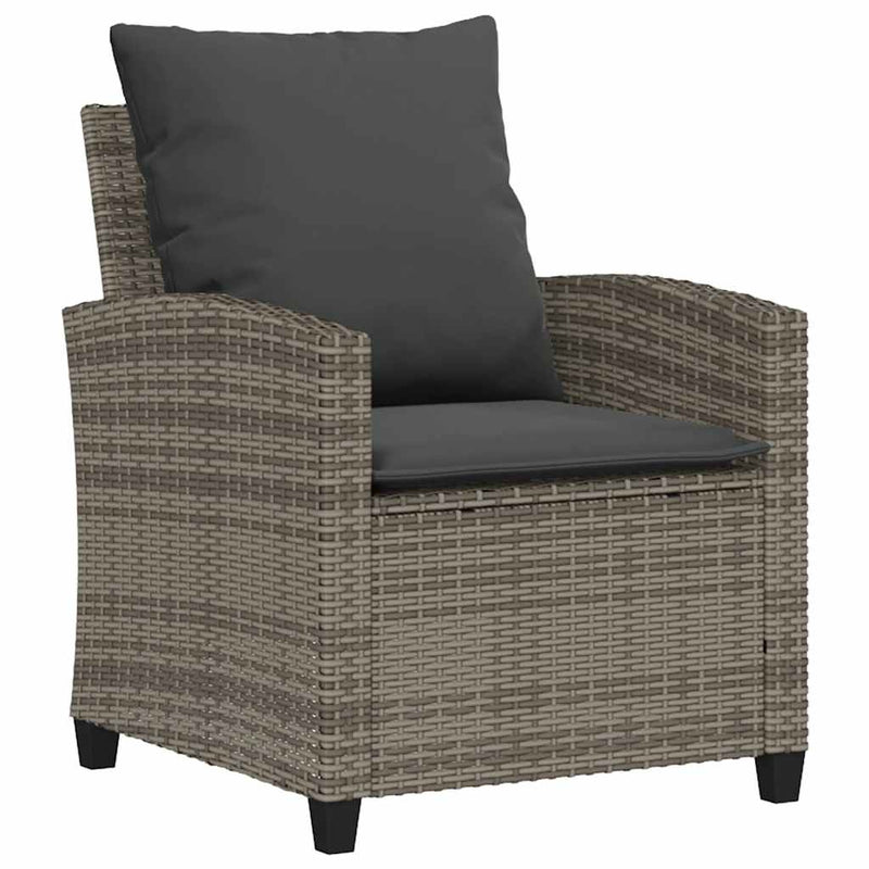 vidaXL 4 Piece Garden Sofa Set with Cushions Grey Poly Rattan