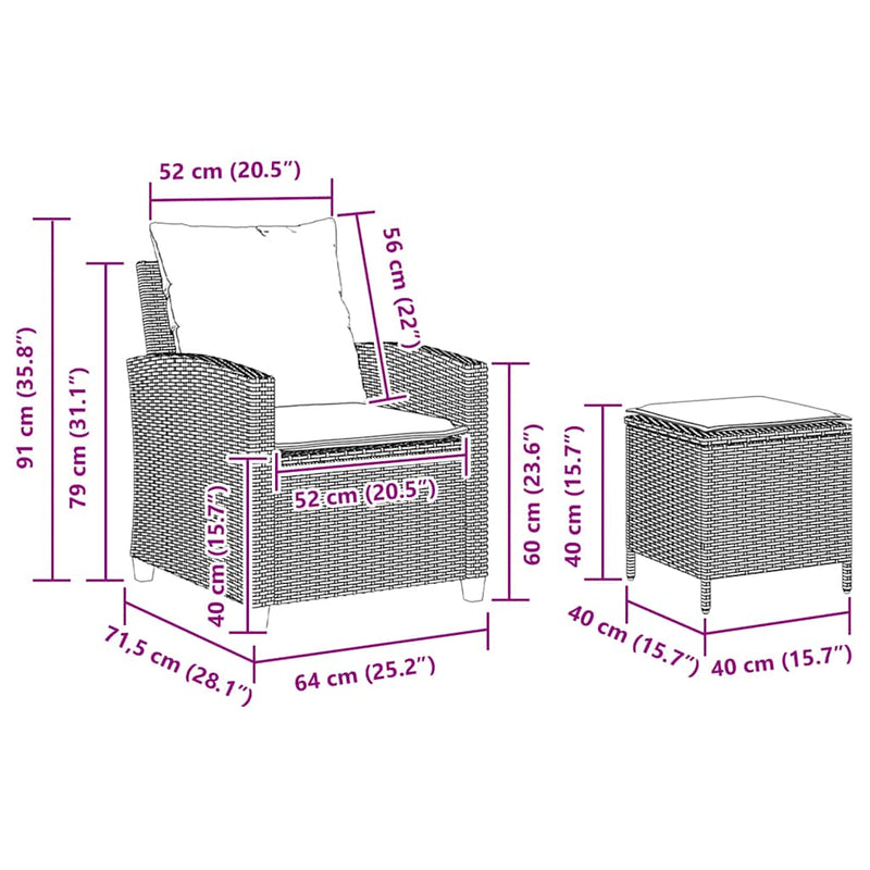 vidaXL 4 Piece Garden Sofa Set with Cushions Grey Poly Rattan
