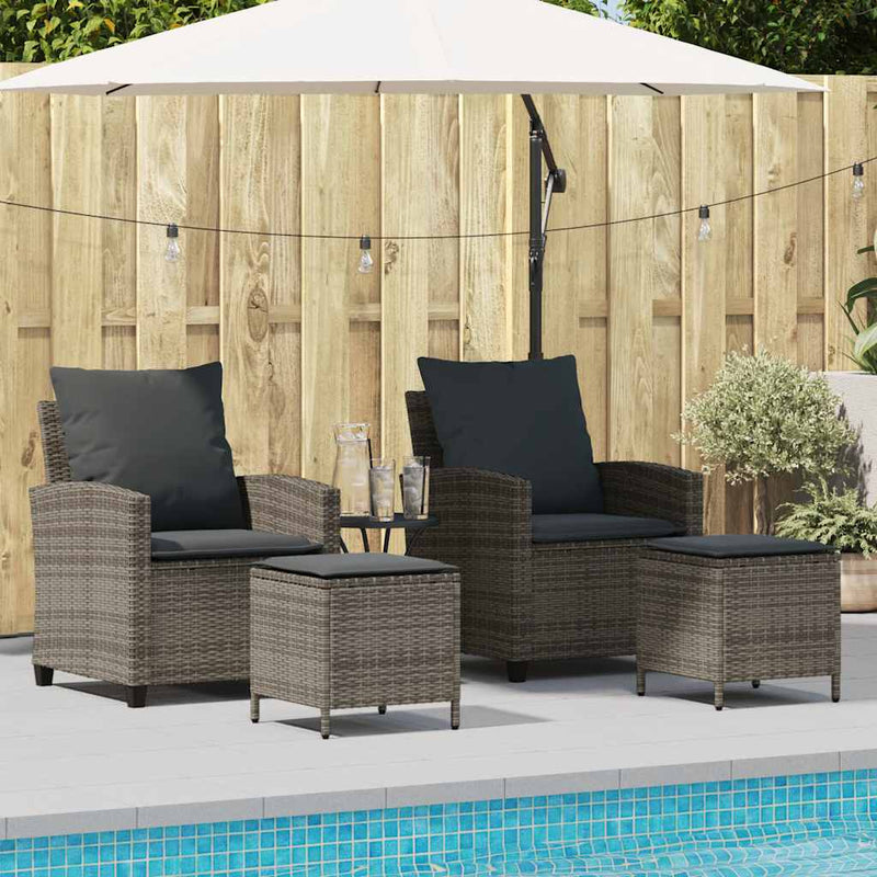 vidaXL 4 Piece Garden Sofa Set with Cushions Grey Poly Rattan