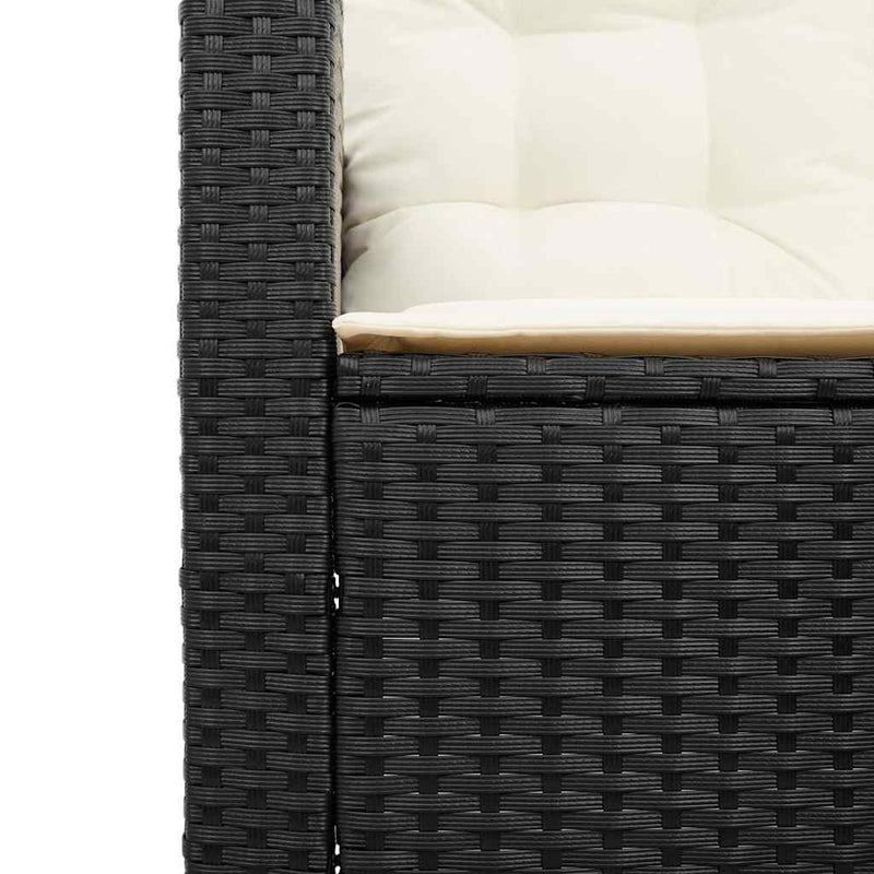 vidaXL Garden Sofa with Table&Cushions L-shaped Black Poly Rattan