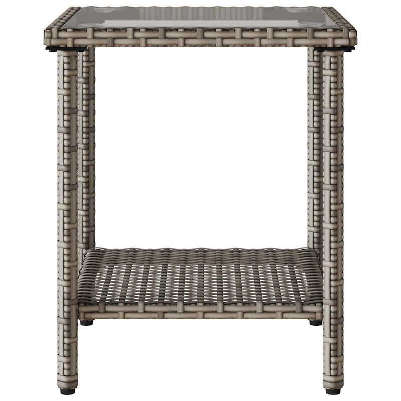 vidaXL Garden Sofa with Table&Cushions L-shaped Grey Poly Rattan