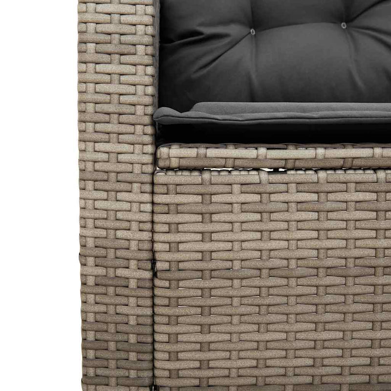 vidaXL Garden Sofa with Table&Cushions L-shaped Grey Poly Rattan