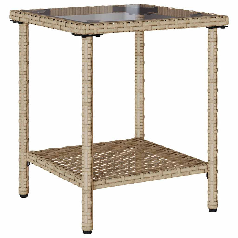 Garden Sofa with Table&Cushions L-shaped Beige Poly Rattan