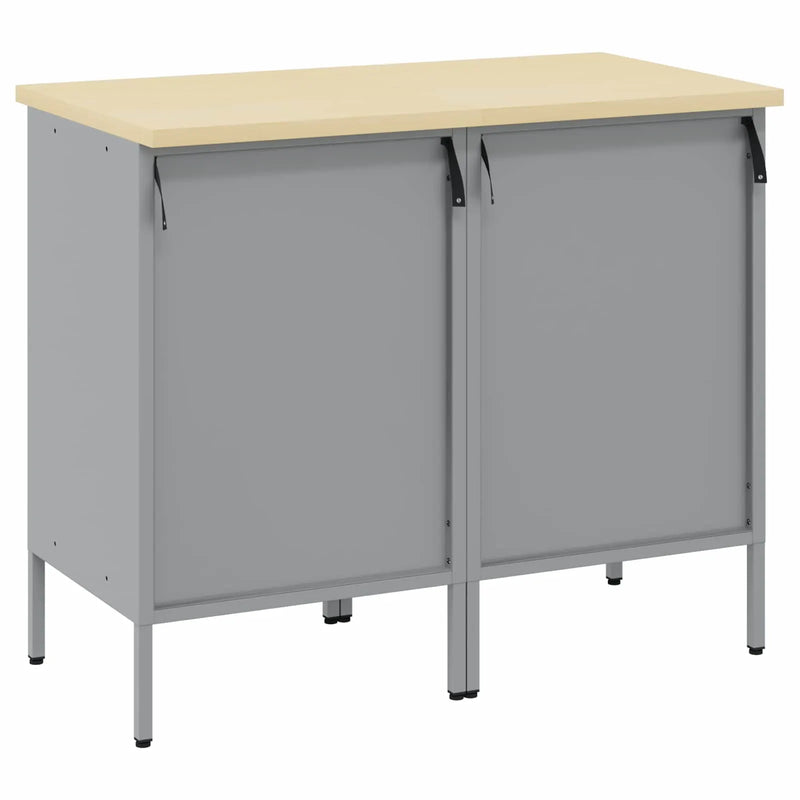 Work Cabinet with Drawer 2 pcs Black and Grey 100 x 55 x 85 cm
