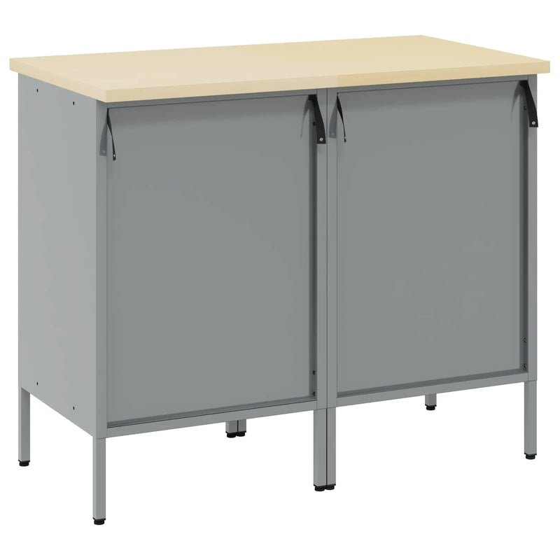 Work Cabinet with Drawer 2 pcs Black and Grey 100 x 55 x 85 cm