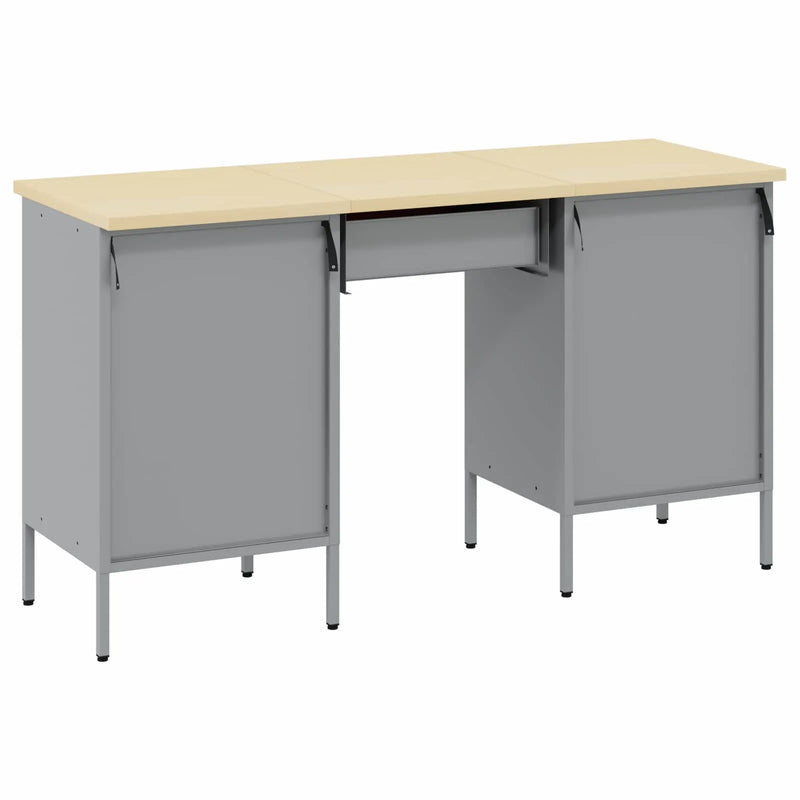 Work Cabinet with Drawer 3 pcs Black Engineered wood and steel