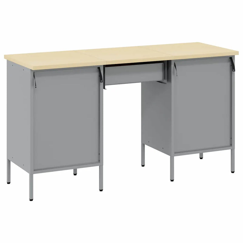 Work Cabinet with Drawer 3 pcs Black Engineered wood and steel