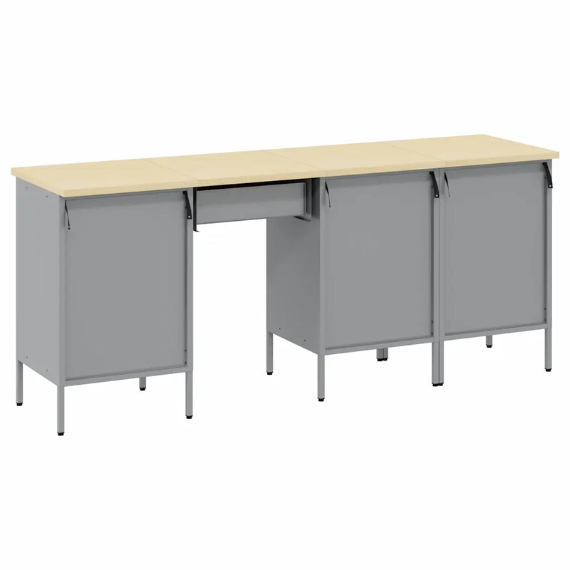 Work Cabinet with Drawer 4 pcs Black Engineered wood and steel