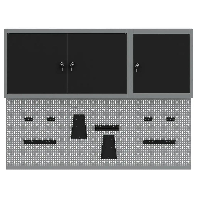 Tool Cabinet Set with Shelf 5 pcs Black Powder-Coated Steel