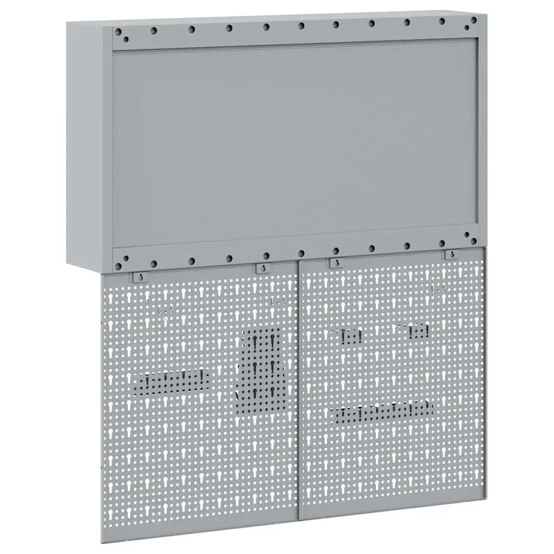 Tool Cabinet Set with Shelf 3 pcs Black Powder-Coated Steel