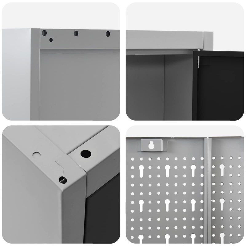 Work Cabinet with Drawer 7 pcs Black Engineered wood and steel