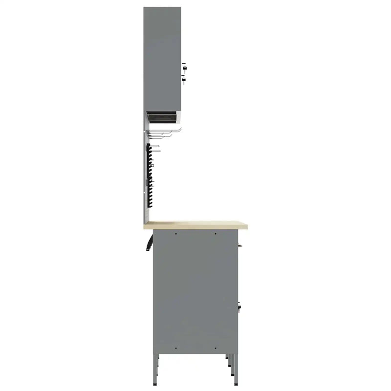 Work Cabinet with Drawer 7 pcs Black Engineered wood and steel