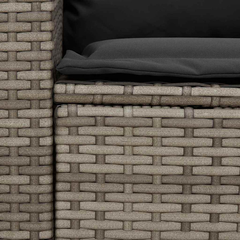 vidaXL Garden Sofa 5-Seater with Cushions Grey Poly Rattan