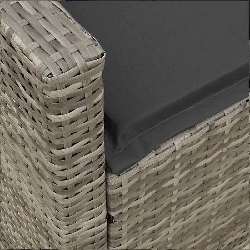 vidaXL Garden Sofa 5-Seater with Cushions Grey Poly Rattan
