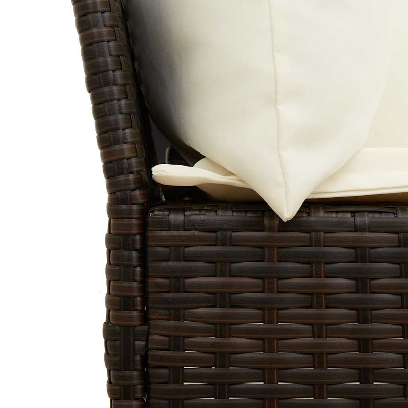 vidaXL Garden Sofa with Cushions Brown Poly Rattan