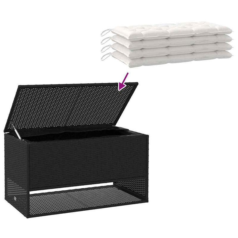 vidaXL Outdoor Cushion Box Black 100x55x55.5 cm Poly Rattan