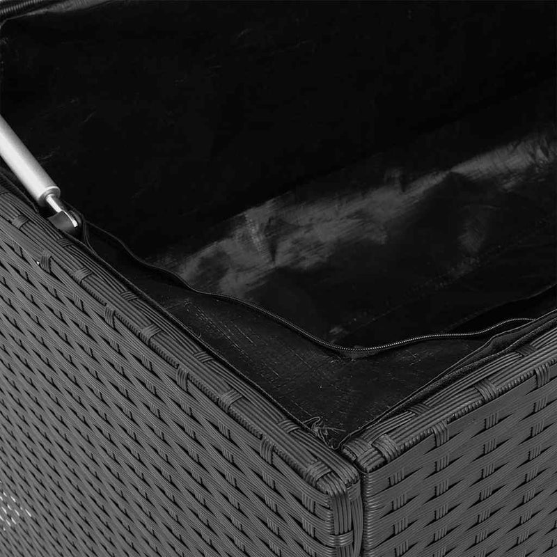 vidaXL Outdoor Cushion Box Black 100x55x55.5 cm Poly Rattan