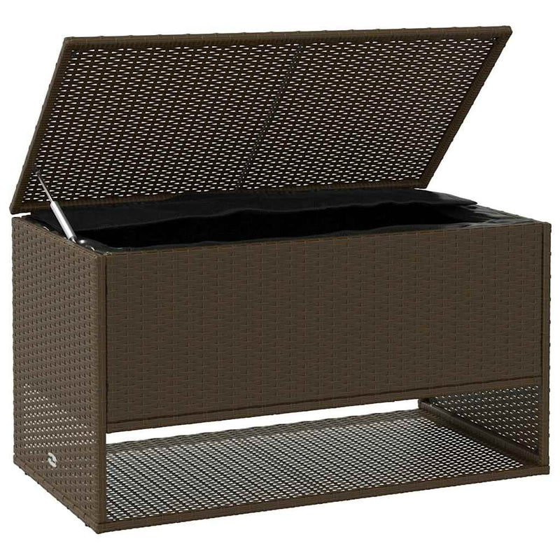 vidaXL Outdoor Cushion Box Brown 100x55x55.5 cm Poly Rattan
