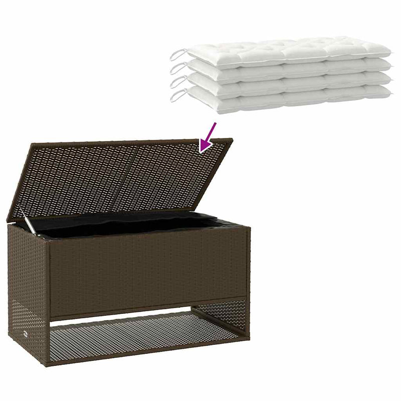 vidaXL Outdoor Cushion Box Brown 100x55x55.5 cm Poly Rattan