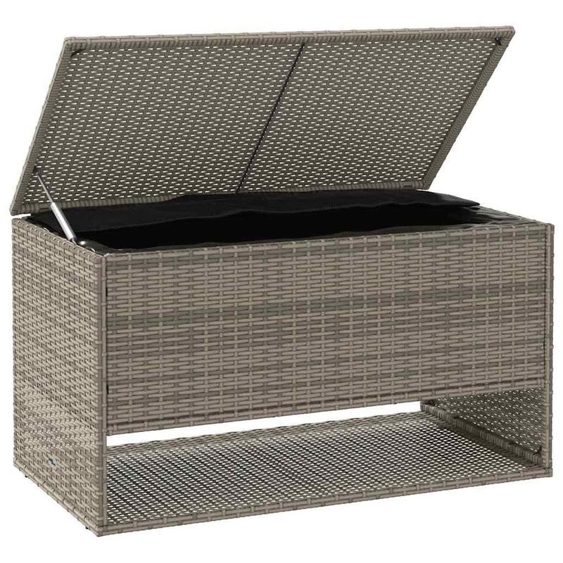 vidaXL Outdoor Cushion Box Grey 100x55x55.5 cm Poly Rattan