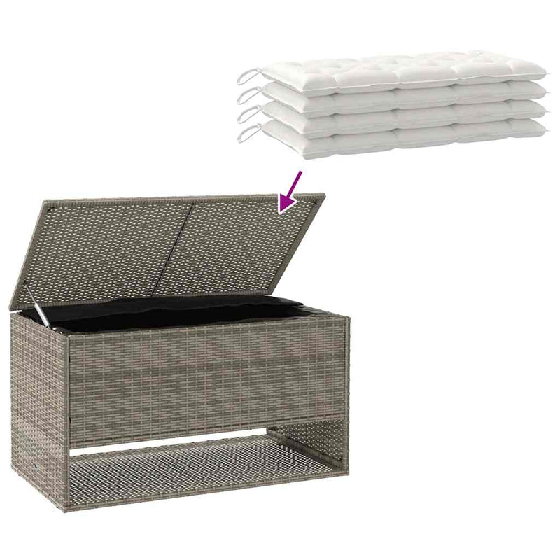 vidaXL Outdoor Cushion Box Grey 100x55x55.5 cm Poly Rattan