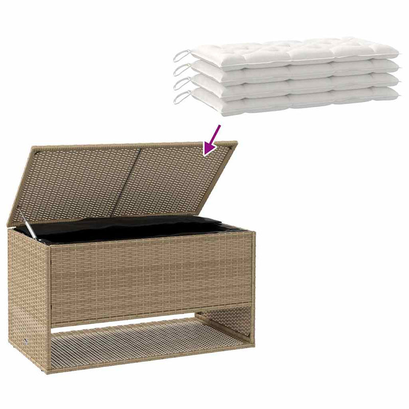 vidaXL Outdoor Cushion Box Beige 100x55x55.5 cm Poly Rattan
